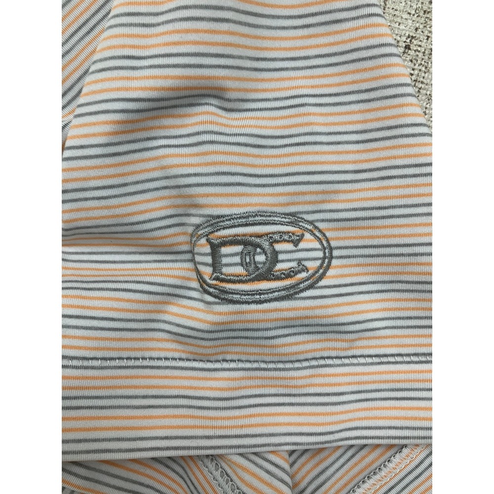 Peter Millar Summer Comfort Mens Large Orange Grey Striped Golf Polo Shirt L - Picture 8 of 8